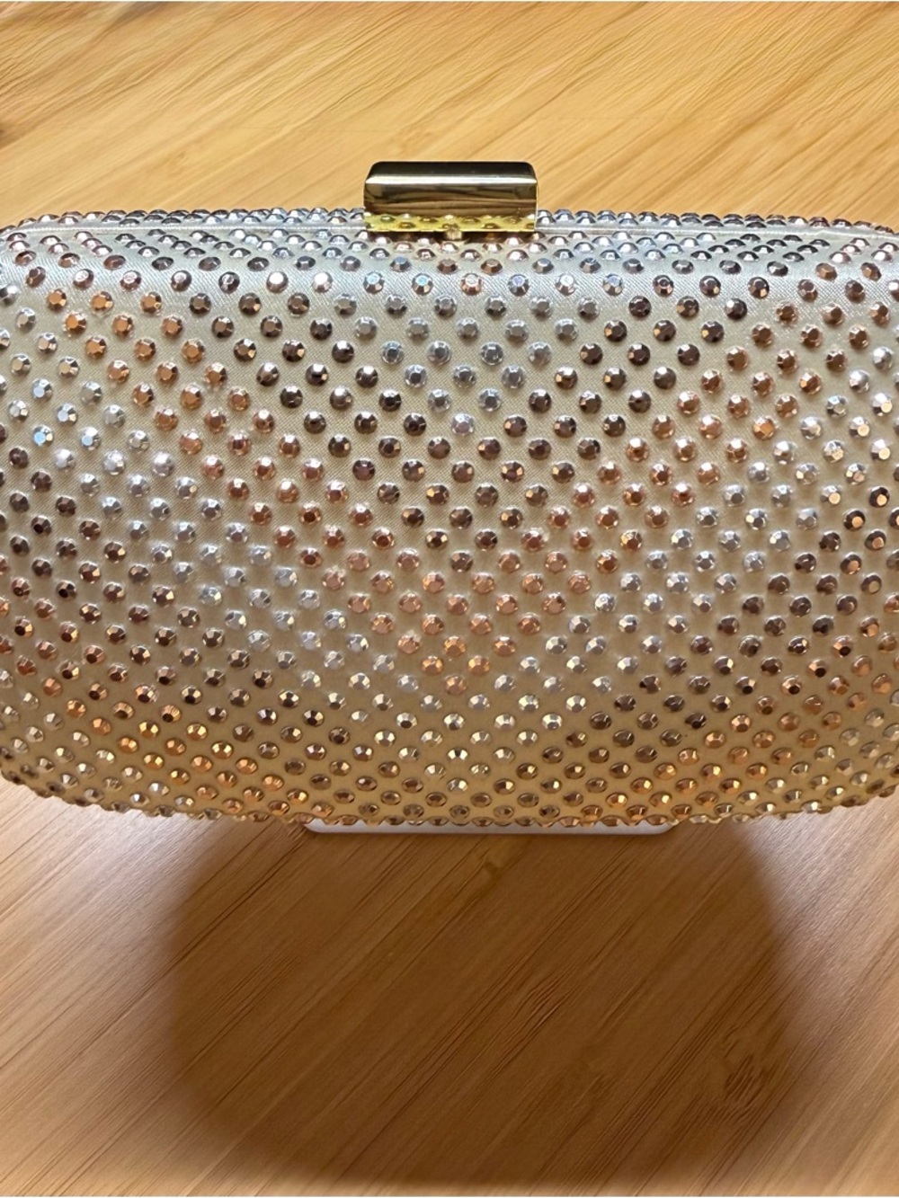 Jessica McClintock Ivory and Gold Crystal-Embellished Clutch